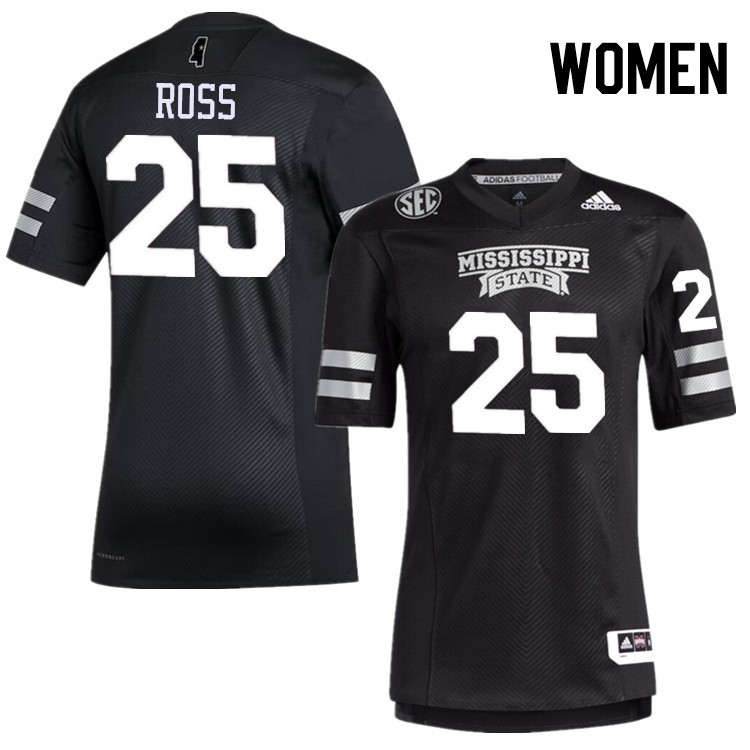 Women #25 Marcus Ross Mississippi State Bulldogs College Football Jerseys Stitched-Black